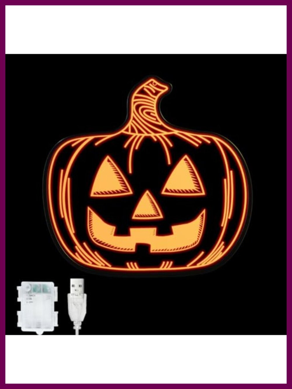 LED Pumpkin Silhouette Light Halloween Window Wall Decor Timer Battery USB